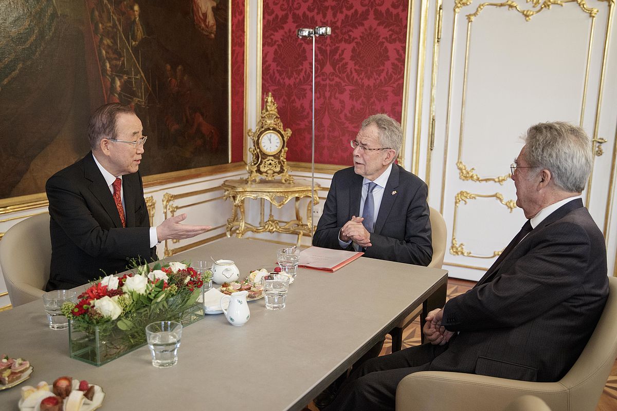 Gespräch mit Generalsekretär a.D. Ban Ki-moon und Bundespräsident a.D. Heinz Fischer